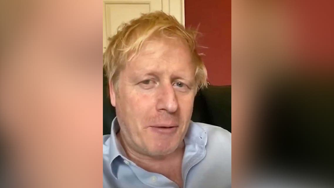 In this image taken from video of the TWITTER/@BorisJohnson, Britain's Prime Minister Boris Johnson speaks from self isolation which he has been in since contracting coronavirus, Friday April 3. (AP)