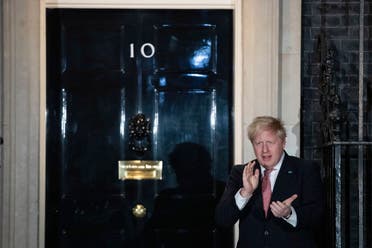 Johnson at 10 Downing Street on March 26, 2020. (AP)