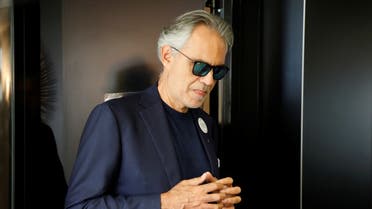 Italian opera singer Andrea Bocelli leaves after a news conference about his work with UNESCO programme Voices of the World in Paris. (Reuters)
