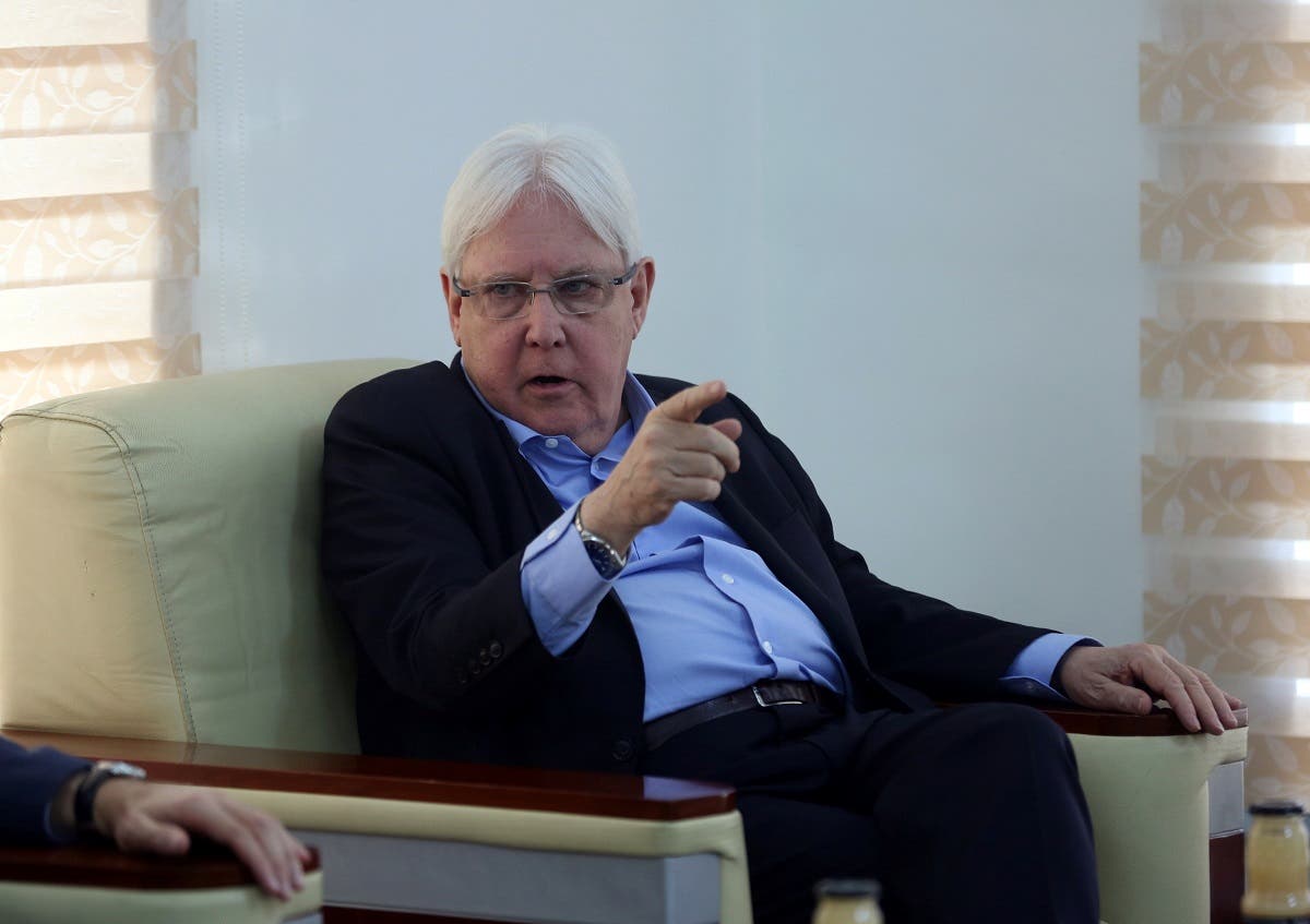 United Nations Special Envoy to Yemen Martin Griffiths, gestures during his visit, in Marib, Yemen March 7, 2020. (Reuters)