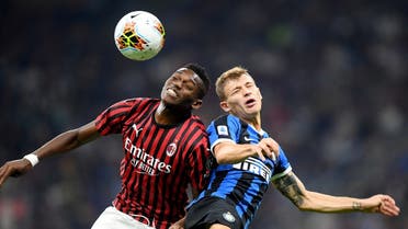 AC Milan's Rafael Leao in action with Inter Milan's Nicolo Barella during a game last September. (Reuters)