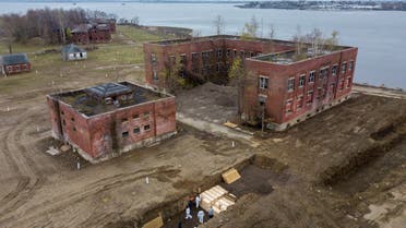 Drone pictures show bodies being buried on New York's Hart Island, where the department of corrections is dealing with more burials overall, amid the coronavirus disease (COVID-19) outbreak in New York City, U.S., April 9, 2020. REUTERS/Lucas Jackson