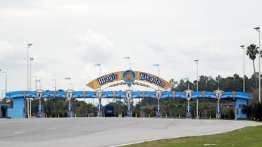 The entrance to the parking lot at the Magic Kingdom at Walt Disney World is closed Monday, March 16, 2020, in Lake Buena Vista, Fla. (AP) 