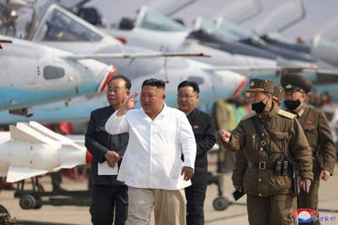 North Korean leader Kim Jong Un visits to a pursuit assault plane group under the Air and Anti-Aircraft Division in the western area. (Reuters)