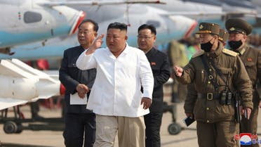 North Korean leader Kim Jong Un visits to a pursuit assault plane group under the Air and Anti-Aircraft Division in the western area. (Reuters)