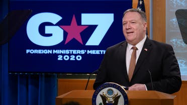 The US Secretary of State Mike Pompeo speaks during a news conference at the State Department on Wednesday, March 25, 2020, in Washington. (AP)