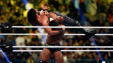 Bobby Lashley is seen in action against Seth Rollins during the quarterf-inal match of WWE Crown Jewel World Cup 2018 tournament. (File photo: Reuters)