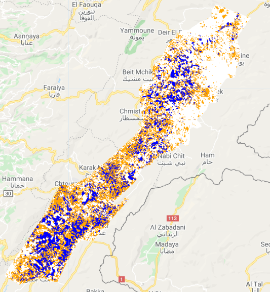 Satellite imagery from 2020 shows an 18 percent decrease from 2019 in cereal crops planted in Lebanon. (Supplied)