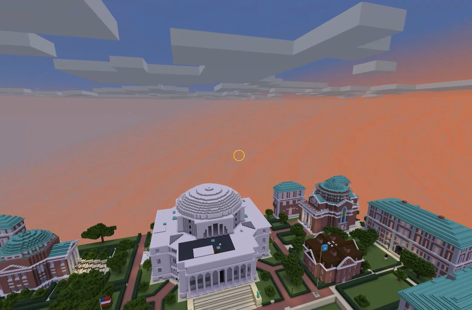 A view of Columbia University's virtual campus on Minecraft. (Columbia University Communications)