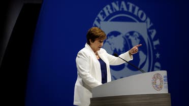 International Monetary Fund Managing Director Kristalina Georgieva addresses the fall meetings of the International Monetary Fund and World Bank in Washington, US, October 18, 2019. (Reuters)