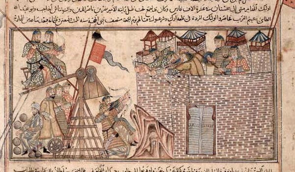 رسم تخيلي يجسد حصار المغول لإحدى المدن