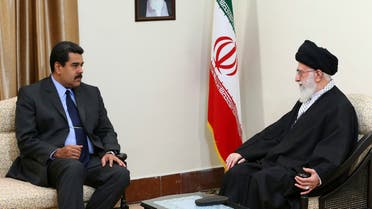 Supreme Leader Ali Khamenei, right, meets Venezuelan President Nicolas Maduro at his residence in Tehran on January 10, 2015. (AP)