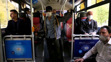 Iranian men keep distance from each other while waiting for the bus in Tehran on April 21, 2020 amid the coronavirus COVID-19 pandemic. Iran yesterday reported 91 new deaths from the novel coronavirus, as the government allowed more economic activity to resume after a gradual reopening in the past 10 days. After nearly a week of declining fatalities, there has been a slight uptick in the past few days for the Islamic republic, one of the world's hardest hit.
