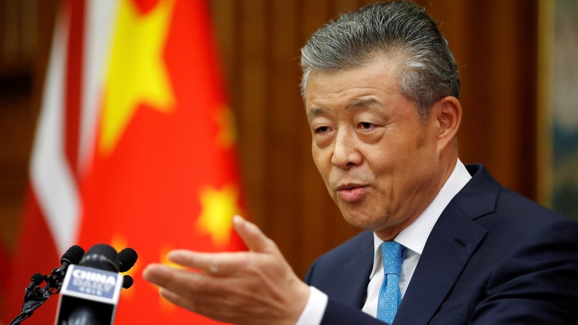 China's ambassador to Britain Liu Xiaoming takes questions from members of the media at the Chinese Embassy in London on February 6, 2020. (AFP)