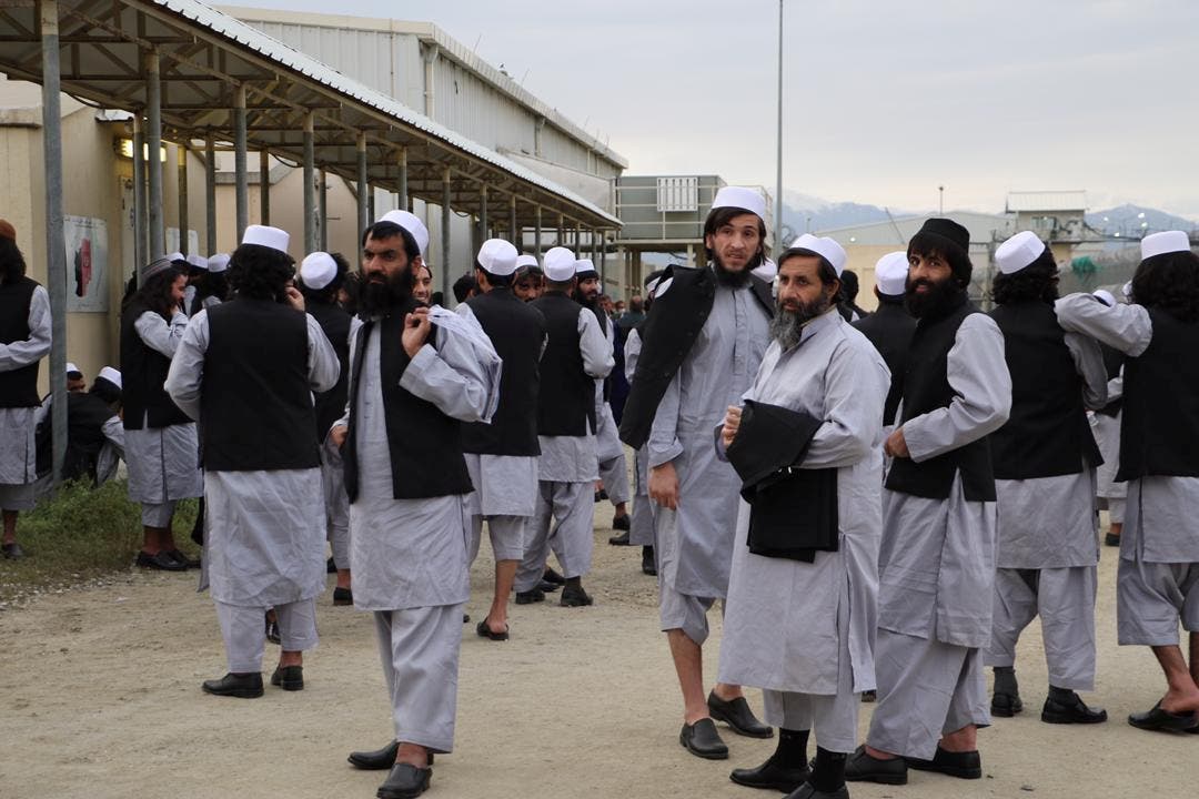 Newly freed Taliban prisoners are seen at Bagram prison, north of Kabul, Afghanistan, on  April 11, 2020.(Reuters)
