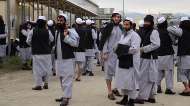 Newly freed Taliban prisoners are seen at Bagram prison, north of Kabul, Afghanistan April 11, 2020. Picture taken April 11, 2020. National Security Council of Afghanistan/Handout via REUTERS THIS IMAGE HAS BEEN SUPPLIED BY A THIRD PARTY. NO RESALES. NO ARCHIVES