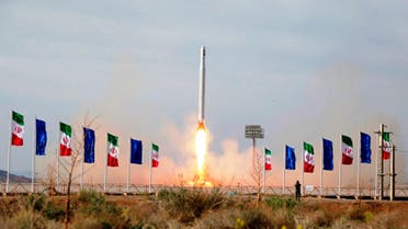 In this photo released Wednesday, April 22, 2020, by Sepahnews, an Iranian rocket carrying a satellite is launched from an undisclosed site believed to be in Iran's Semnan province. (AP)