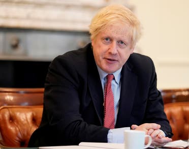 Prime Minister Boris Johnson chairs a meeting to update on the coronavirus outbreak, in the cabinet room of the 10 Downing Street in London, Britain, on April 27, 2020. (Reuters)