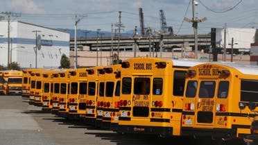 School buses are seen parked and unused as schools remain shut in San Francisco, California, US, April 7, 2020. (Reuters)