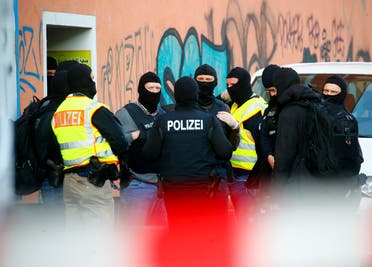 German special police gather near the El-Irschad (Al-Iraschad e.V.) center in Berlin, Germany, April 30, 2020, after Germany has banned Iran-backed Hezbollah on its soil and designated it a terrorist organization. (Reuters)