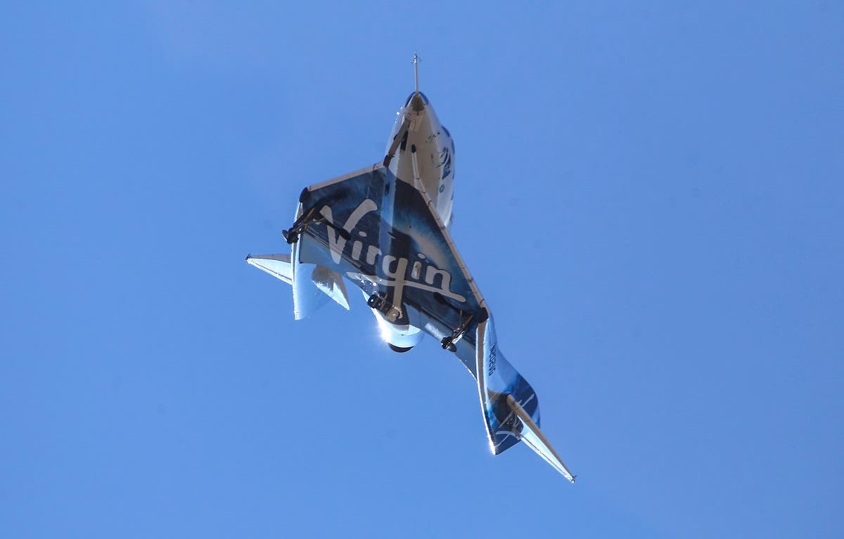 Virgin Galactic's VSS Unity returns to Mojave Air and Space Port after reaching space on February 22, 2019, in Mojave, California. (AP)
