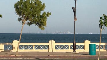 Bahrain's skyline seen from Al-Khobar's corniche in Saudi Arabia. (Twitter)