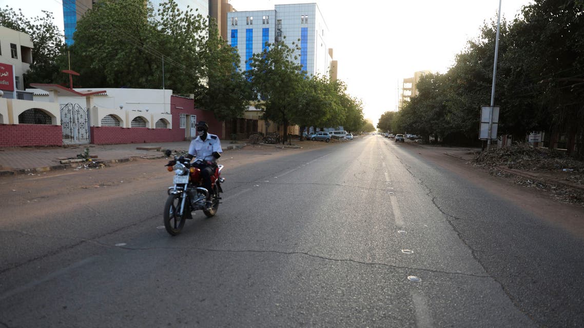 An empty avenue is seen in Khartoum , Sudan, Tuesday, March 24, 2020 as Sudanese government ordered a nighttime curfew to prevent the spread of the coronavirus. (AP Photo/Marwan Ali)