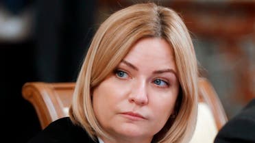 In this photo taken on Thursday, May 12, 2020, Russian Culture Minister Olga Lyubimova attends a new cabinet meeting in Moscow, Russia. (AP)