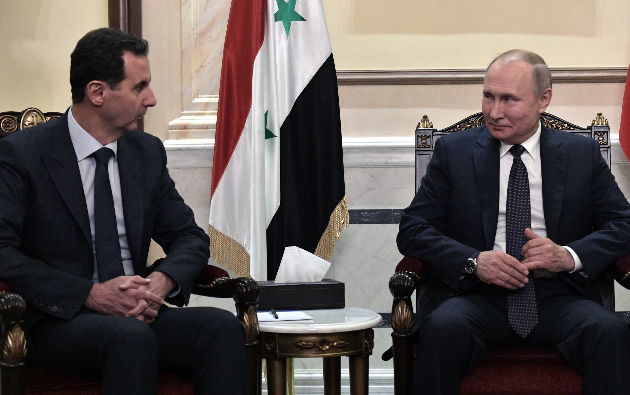 من لقاء بوتين والأسد في دمشق في يناير 2020 (فرانس برس)