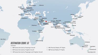 The network route of 67 cities Emirates SkyCargo is operating cargo flights to. (Emirates.com)