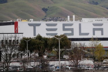A view of Tesla's US vehicle factory in Fremont, California, on March 18, 2020. (Reuters) 