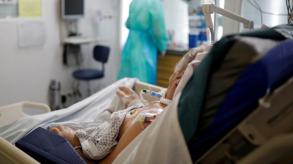 A patient suffering from the coronavirus disease (COVID-19) is treated in the Intensive Care Unit (ICU) at the hospital in Vannes during the outbreak of the coronavirus disease in France. (Reuters)