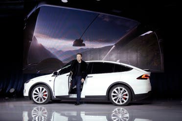 Elon Musk, CEO of Tesla Motors Inc., introduces the Model X car at the company's headquarters Tuesday, Sept. 29, 2015, in Fremont, Calif. (AP)