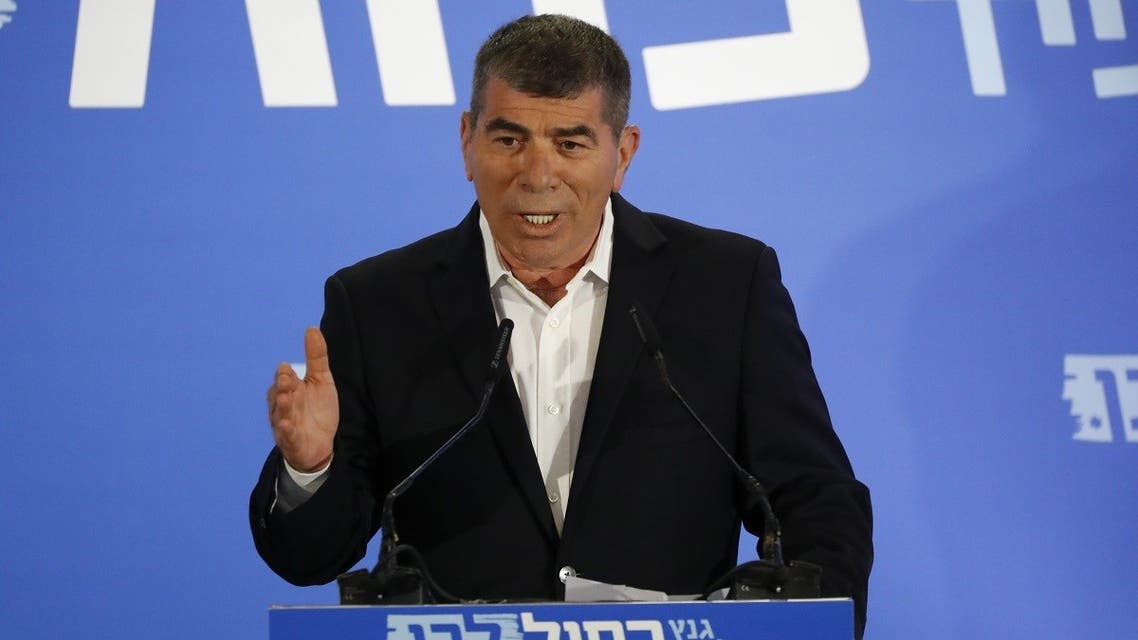  In this file photo taken on February 21, 2019, former Israeli military chief of staff Gabi Ashkenazi delivers a statement in the coastal city of Tel Aviv, ahead of the April 9 general election. (AFP)