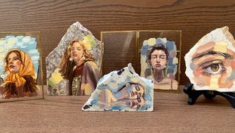 Young Saudi Arabian artist expresses herself on broken pieces of marble