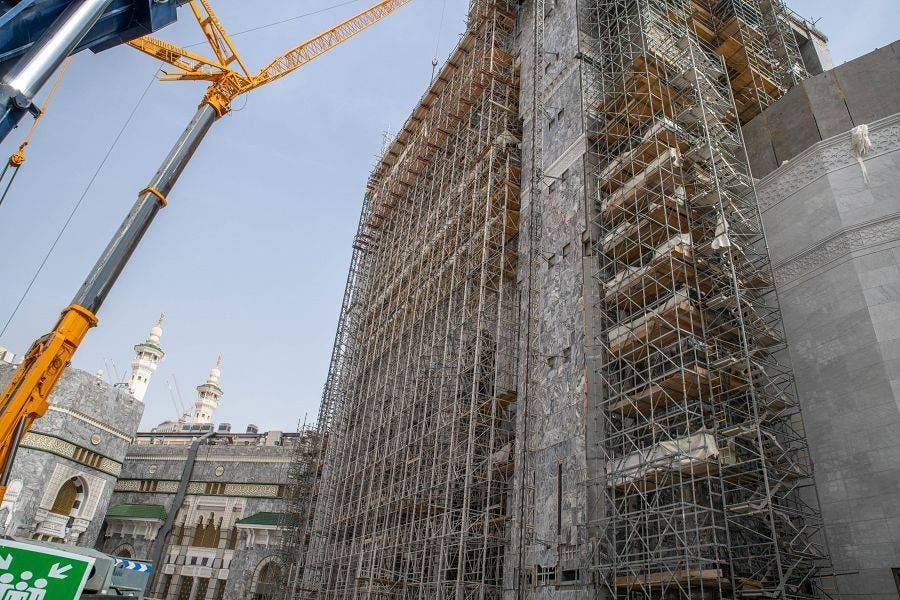 Scaffolding as work continues on the Grand Mosque of Mecca's third expansion, Saudi Arabia. (SPA)