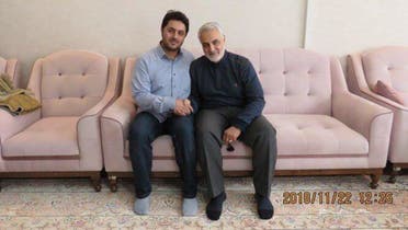 Abolfazl Sarlak pictured with slain IRGC Commander Qassem Soleimani. (KhabarOnline)