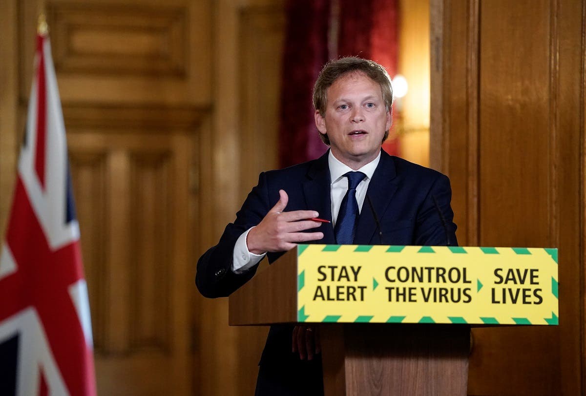 Britain’s Secretary of State for Transport Grant Shapps speaks at the daily digital news conference on the coronavirus disease at 10 Downing Street in London, Britain May 14, 2020. (Reuters)