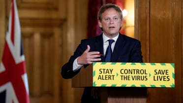 Britain’s Secretary of State for Transport Grant Shapps speaks at the daily digital news conference on the coronavirus disease at 10 Downing Street in London, Britain May 14, 2020. (Reuters)