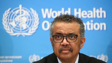 Director-General of the WHO Tedros Adhanom Ghebreyesus, attends a news conference on the coronavirus (COVID-2019) in Geneva