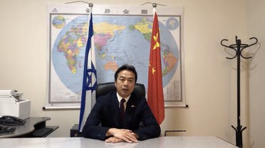 Du Wei, the Chinese ambassador to Israel who police said was found dead in his residence on Sunday, May 17, 2020, speaks about China's support and fight against the coronavirus disease (COVID-19) outbreak, in Tel Aviv, Israel in this screen grab taken from social media video dated March 21, 2020 and obtained by Reuters on May 17, 2020. CHINESE EMBASSY IN ISRAEL/via REUTERS THIS IMAGE HAS BEEN SUPPLIED BY A THIRD PARTY. MANDATORY CREDIT. NO RESALES. NO ARCHIVES.
