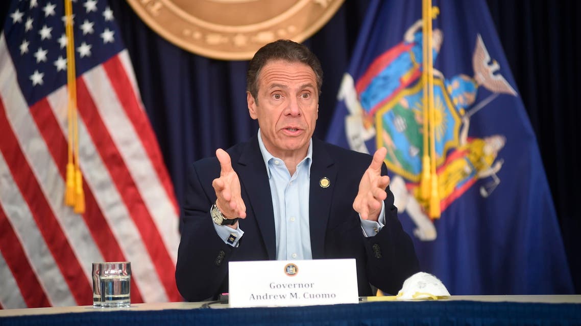 New York Gov. Andrew Cuomo briefs the media during a coronavirus news conference at his office in New York City, Saturday, May 9, 2020. (AP)