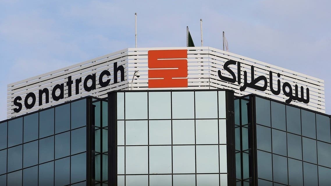The logo of the state energy company Sonatrach is pictured at the headquarters in Algiers, Algeria November 20, 2019. (Reuters)