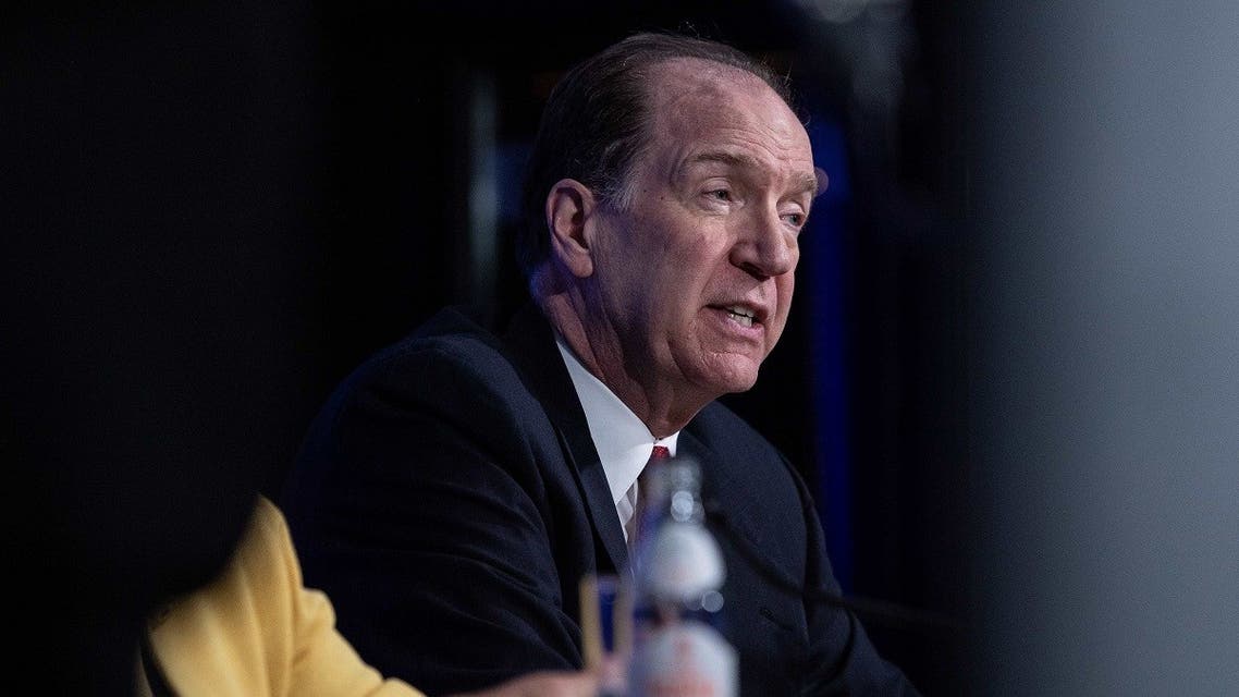In this file photo World Bank Group President David Malpass speaks at a press briefing on COVID-19 in Washington, DC, on March 4, 2020. (AFP)