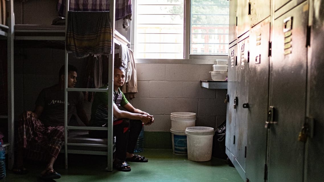 Migrant workers relax in their living quarters at the Ramco dormitories in Metn, close to Beirut, Lebanon, on May 19, 2020. (Finbar Anderson)