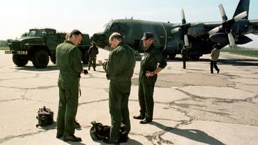 French military pilots are preparing for the first flight in the Kiev region May 15, 2001. A French military mission arrived in Ukraine for a two-day series of observation overflights according to The Open Skies Treaty signed in 1992 between member states of NATO and the former Warsaw Pact. (Reuters)