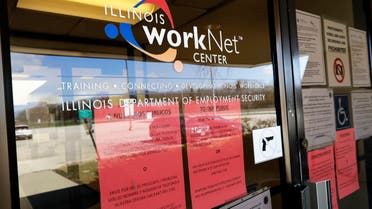 Information papers display at Illinois Department of Employment Security WorkNet center in Arlington Heights, on Thursday, on April 9, 2020.