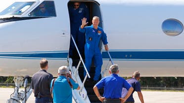 NASA astronauts Bob Behnken and Doug Hurley arrive at the Kennedy Space Center to prepare for the launch of SpaceX's Crew Dragon capsule, at Cape Canaveral, Florida. (Reuters)