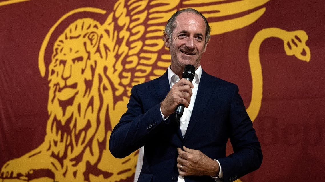 President of Veneto Region Luca Zaia gives a speech during a Lega Nord (Northern League) party rally in Conselve, near Padua, on August 30, 2019. (AFP)