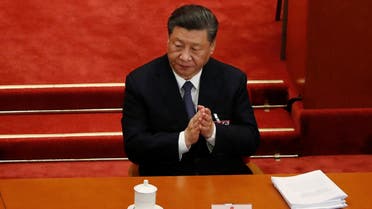 China’s President Xi Jinping arrives during the second plenary session of the National People’s Congress in the Great Hall of the People in Beijing on May 25, 2020. 